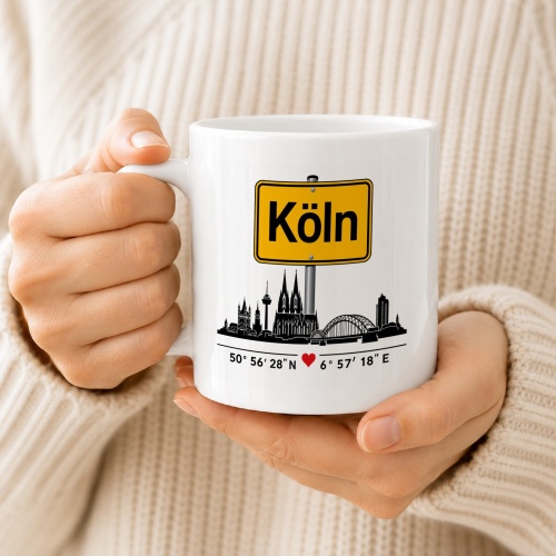 Tasse »Köln Skyline & Ortsschild«