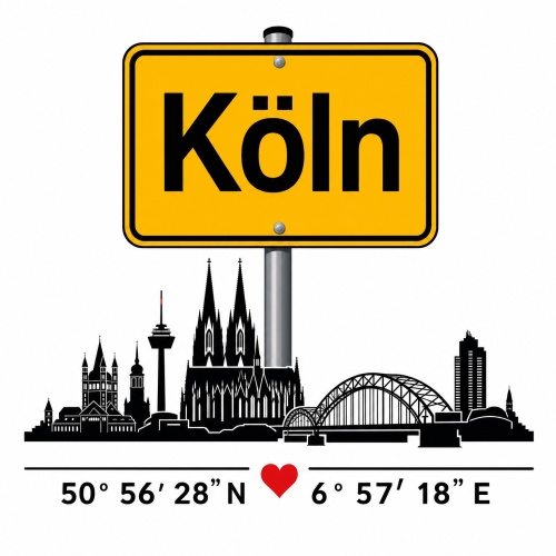 Tasse »Köln Skyline & Ortsschild«