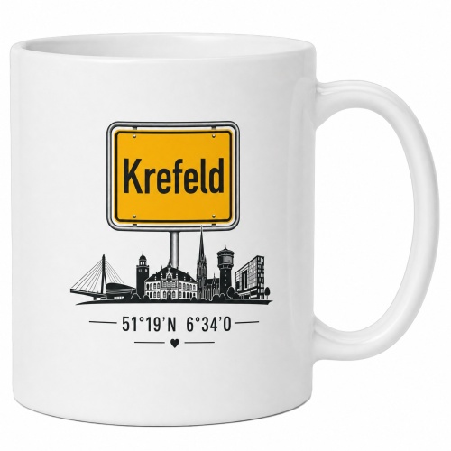 Tasse »Krefeld Skyline & Ortsschild«