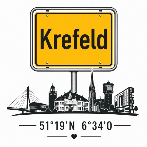 Tasse »Krefeld Skyline & Ortsschild«