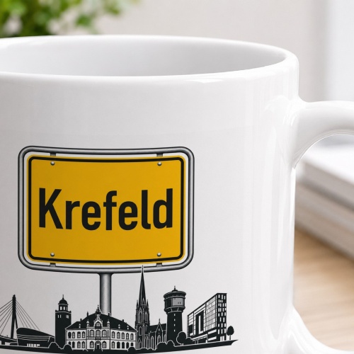 Tasse »Krefeld Skyline & Ortsschild«