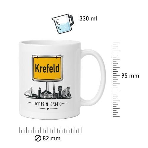 Tasse »Krefeld Skyline & Ortsschild«