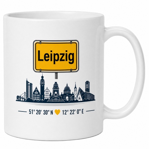 Tasse »Leipzig Skyline & Ortsschild«