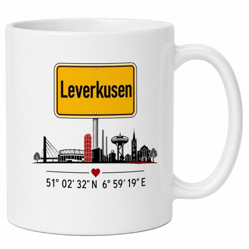 Tasse »Leverkusen Skyline & Ortsschild«