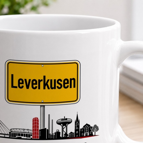 Tasse »Leverkusen Skyline & Ortsschild«