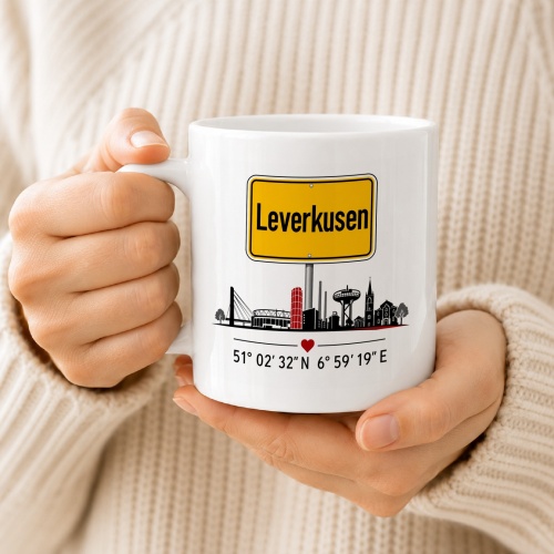 Tasse »Leverkusen Skyline & Ortsschild«