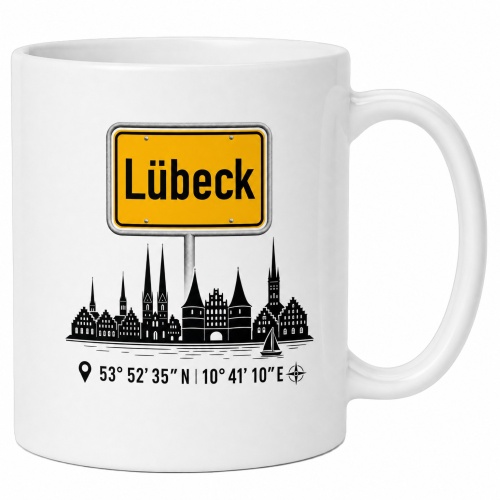 Tasse »Lübeck Skyline & Ortsschild«