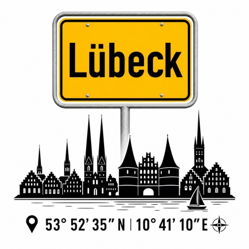 Tasse »Lübeck Skyline & Ortsschild«
