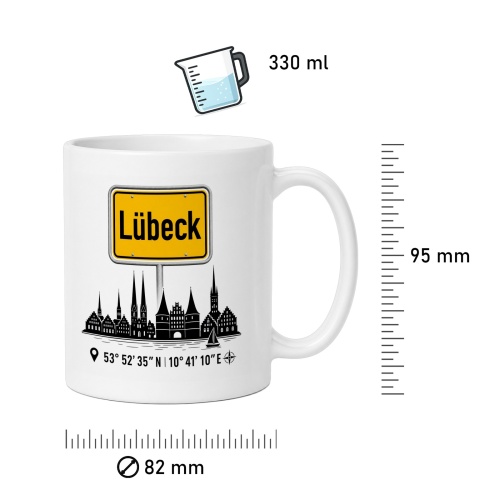Tasse »Lübeck Skyline & Ortsschild«