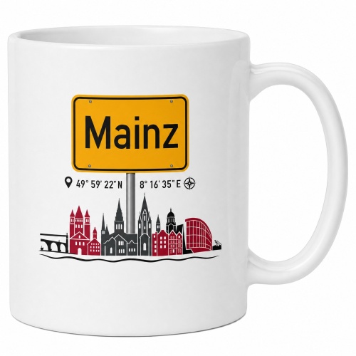Tasse »Mainz Skyline & Ortsschild«