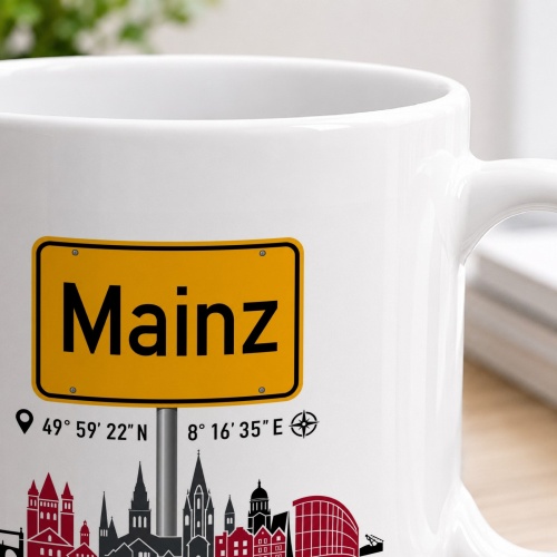 Tasse »Mainz Skyline & Ortsschild«