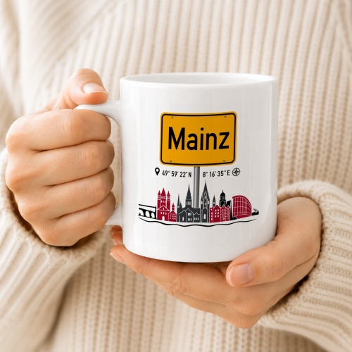 Tasse »Mainz Skyline & Ortsschild«