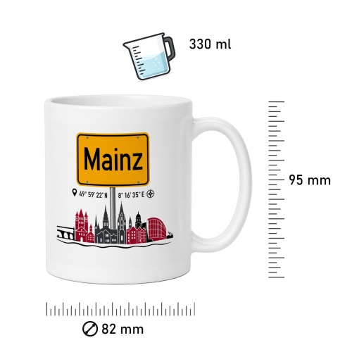 Tasse »Mainz Skyline & Ortsschild«