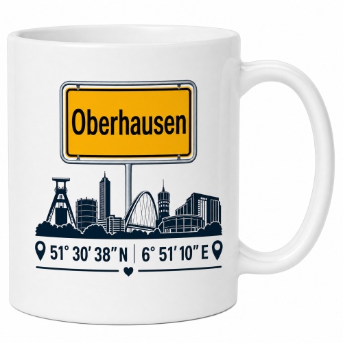 Tasse »Oberhausen Skyline & Koordinaten«