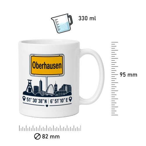 Tasse »Oberhausen Skyline & Koordinaten«