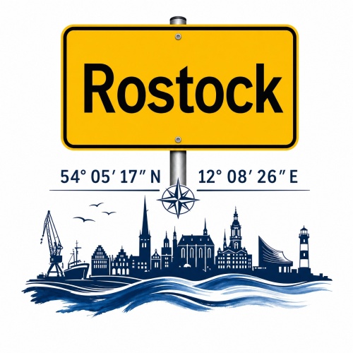 Tasse »Rostock Skyline Ortsschild«