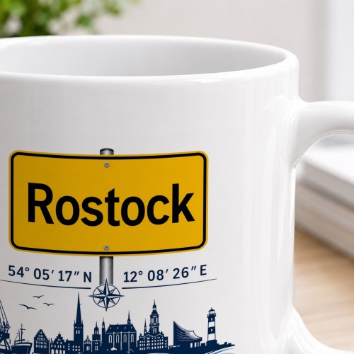 Tasse »Rostock Skyline Ortsschild«