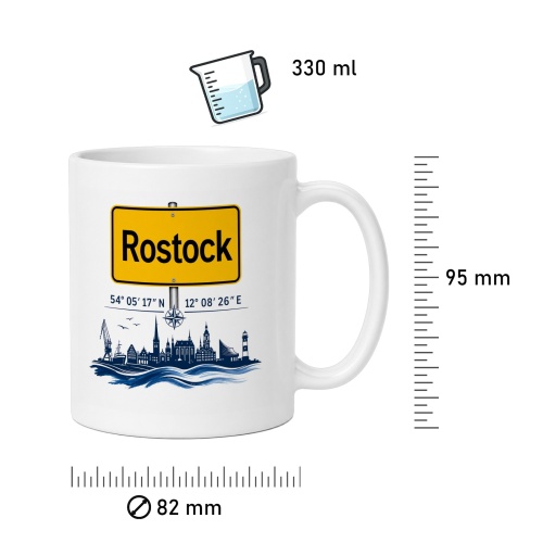 Tasse »Rostock Skyline Ortsschild«