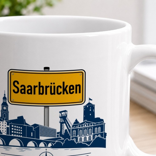 Tasse »Saarbrücken Skyline & Ortsschild«