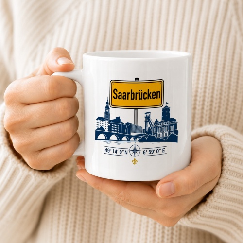 Tasse »Saarbrücken Skyline & Ortsschild«