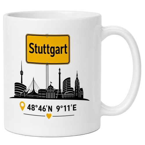 Tasse »Stuttgart Skyline & Koordinaten«