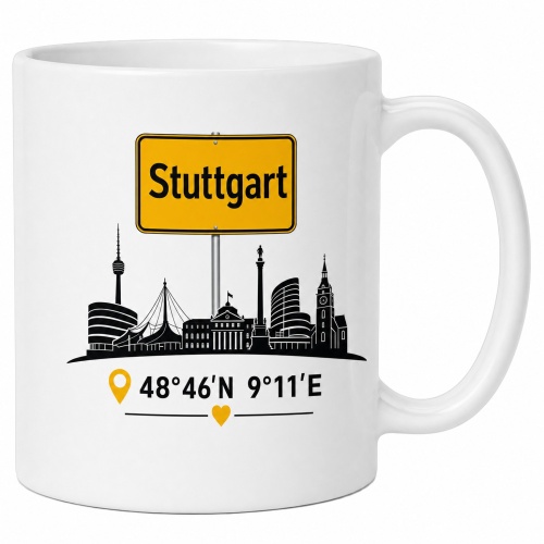 Tasse »Stuttgart Skyline & Koordinaten«