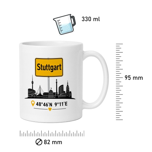 Tasse »Stuttgart Skyline & Koordinaten«