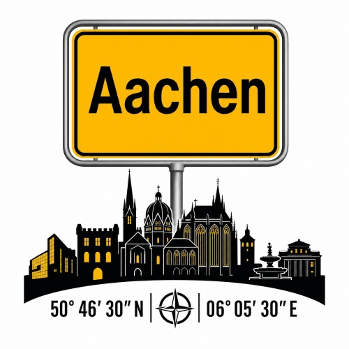 Tasse »Aachen Skyline & Ortsschild«