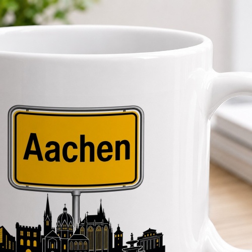 Tasse »Aachen Skyline & Ortsschild«