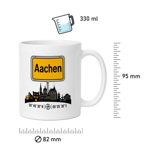 Tasse »Aachen Skyline & Ortsschild«