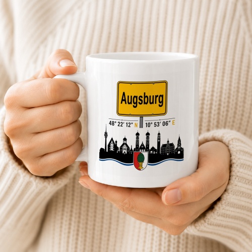Tasse »Augsburg Skyline & Ortsschild«