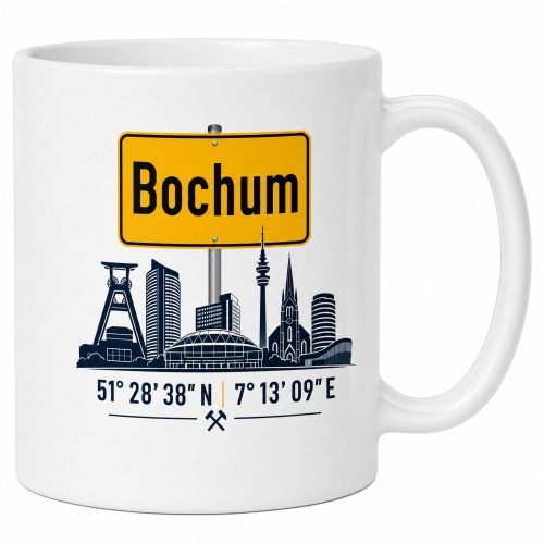 Tasse »Bochum Skyline mit Ortsschild«