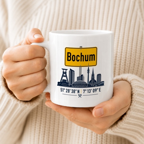 Tasse »Bochum Skyline mit Ortsschild«