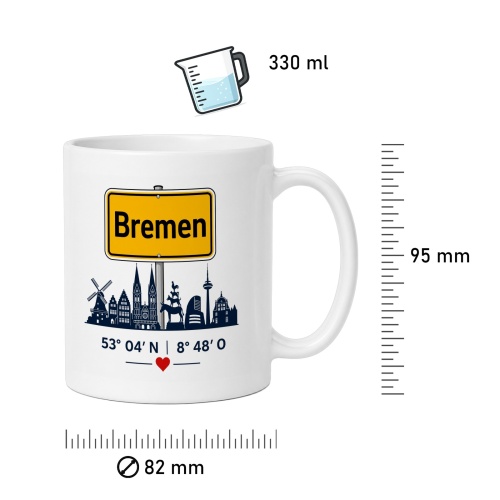 Tasse »Bremen Skyline mit Herz«