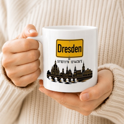 Tasse »Dresden Skyline & Ortsschild«