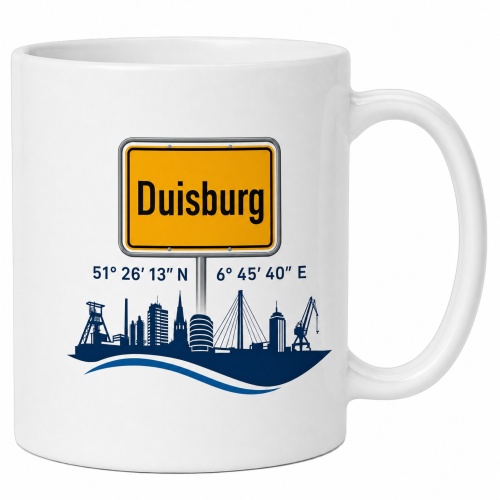 Tasse »Duisburg Skyline & Koordinaten«