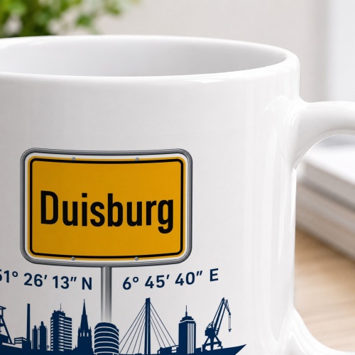 Tasse »Duisburg Skyline & Koordinaten«