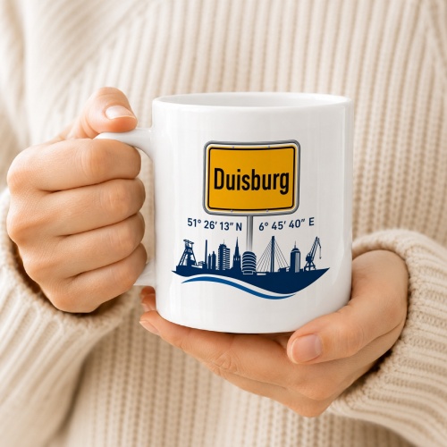 Tasse »Duisburg Skyline & Koordinaten«
