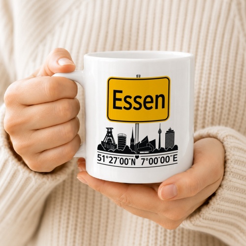 Tasse »Essen Skyline mit Ortschild«