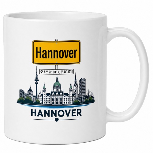 Tasse »Hannover Skyline mit Ortsschild«