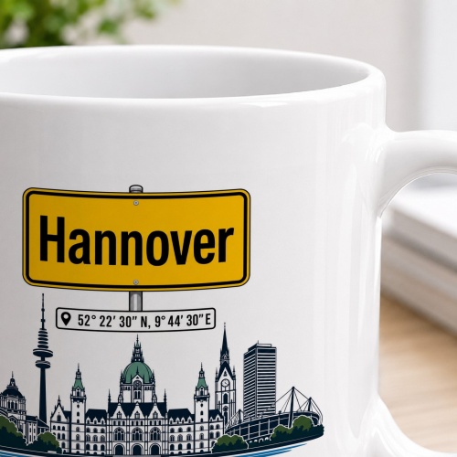 Tasse »Hannover Skyline mit Ortsschild«