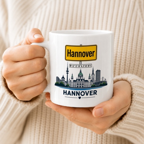 Tasse »Hannover Skyline mit Ortsschild«