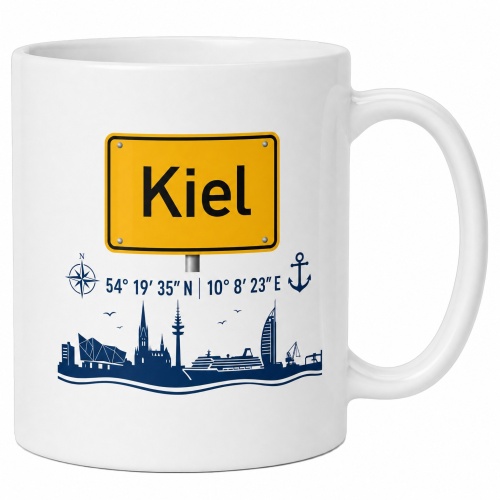Tasse »Kiel Städteschild & Skyline«