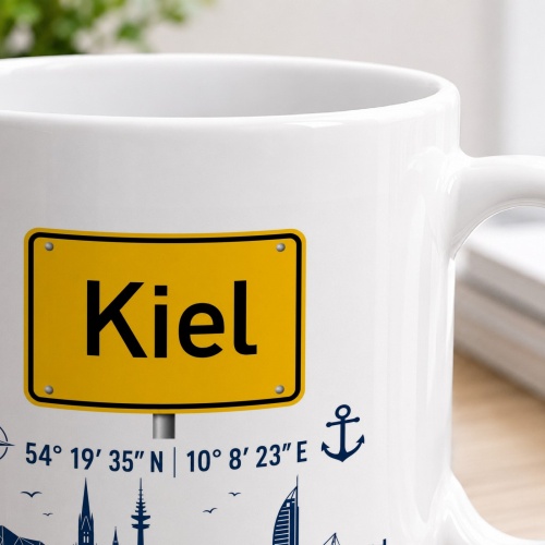 Tasse »Kiel Städteschild & Skyline«
