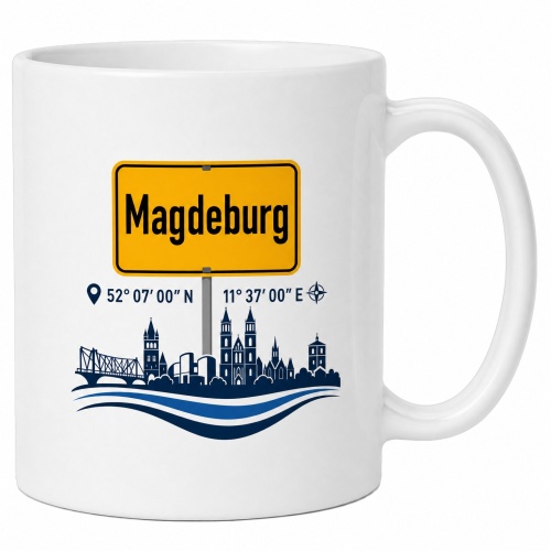 Tasse »Magdeburg Skyline & Ortsschild«