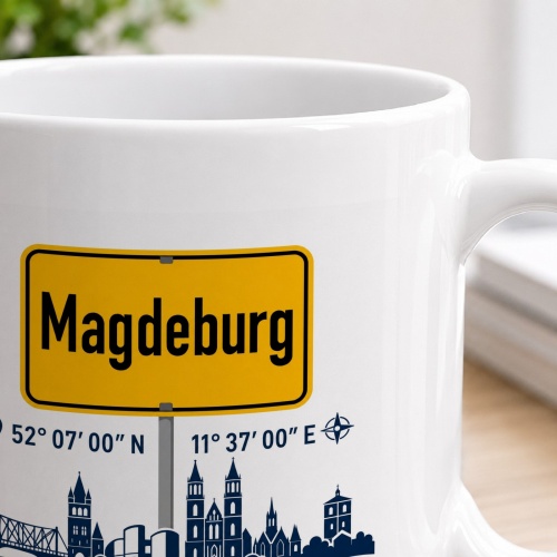 Tasse »Magdeburg Skyline & Ortsschild«