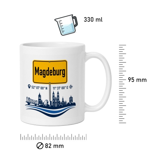 Tasse »Magdeburg Skyline & Ortsschild«