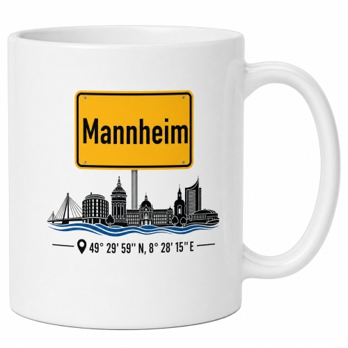 Tasse »Mannheim Skyline & Ortsschild«