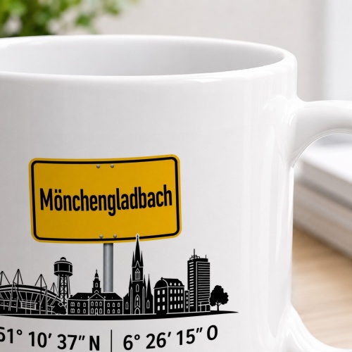 Tasse »Mönchengladbach Skyline mit Koordinaten«