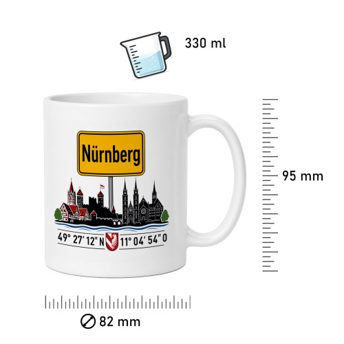 Tasse »Nürnberg Skyline & Ortsschild«